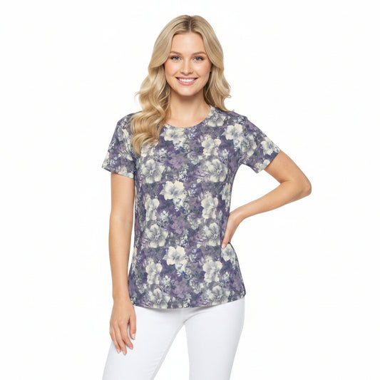 Women Poly T-Shirt with Floral Print