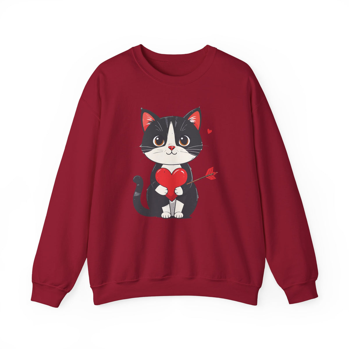 Cat Heart Sweatshirt, Heart Sweatshirt, Cat Sweatshirt, Valentine's Day Sweatshirt, 50/50 Cotton-Poly Animal Sweatshirt 103