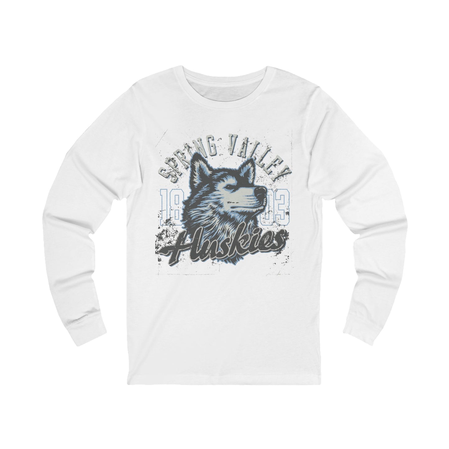 Varan Unisex Spring Valley Huskies Long Sleeve Tee, Sports Logo Jersey Shirt, Sports T-Shirts with Long Sleeves