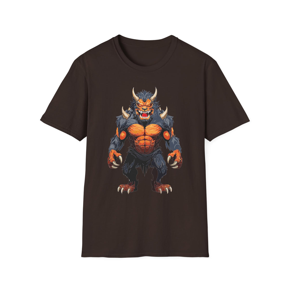 Werewolf Monster T-Shirt — Fierce Fiery Beast Cartoon Graphic Tee Unisex 100 Cotton Gildan T-Shirt