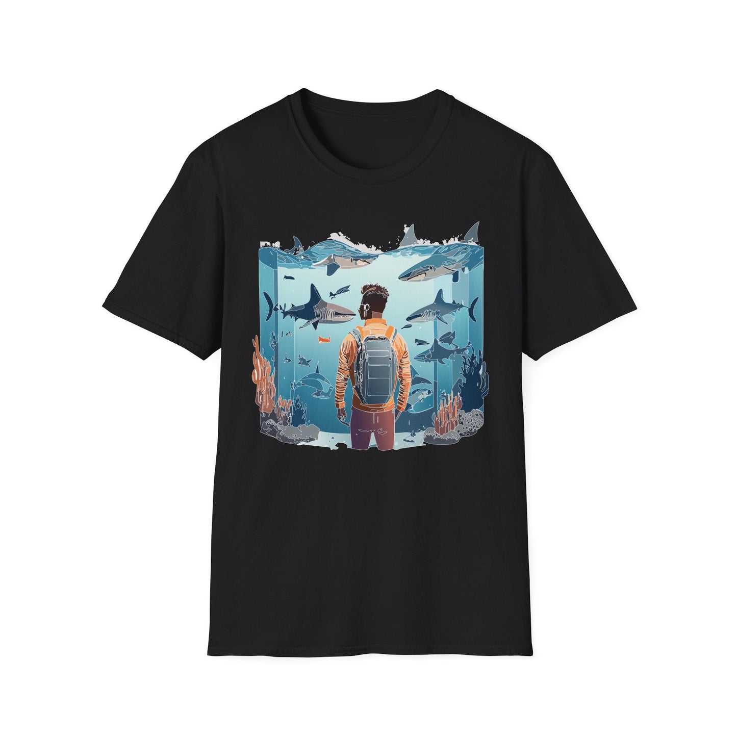 Ocean Themed Unisex Short Sleeve Tee Gildan Softstyle 64000 Ocean Inspired Art Design