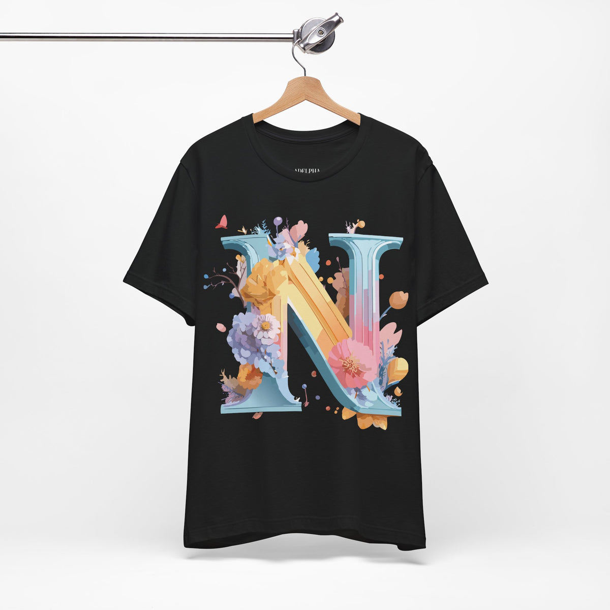 Letter N Graphic Unisex Cotton Bella+Canvas Tee with Art Letter Design