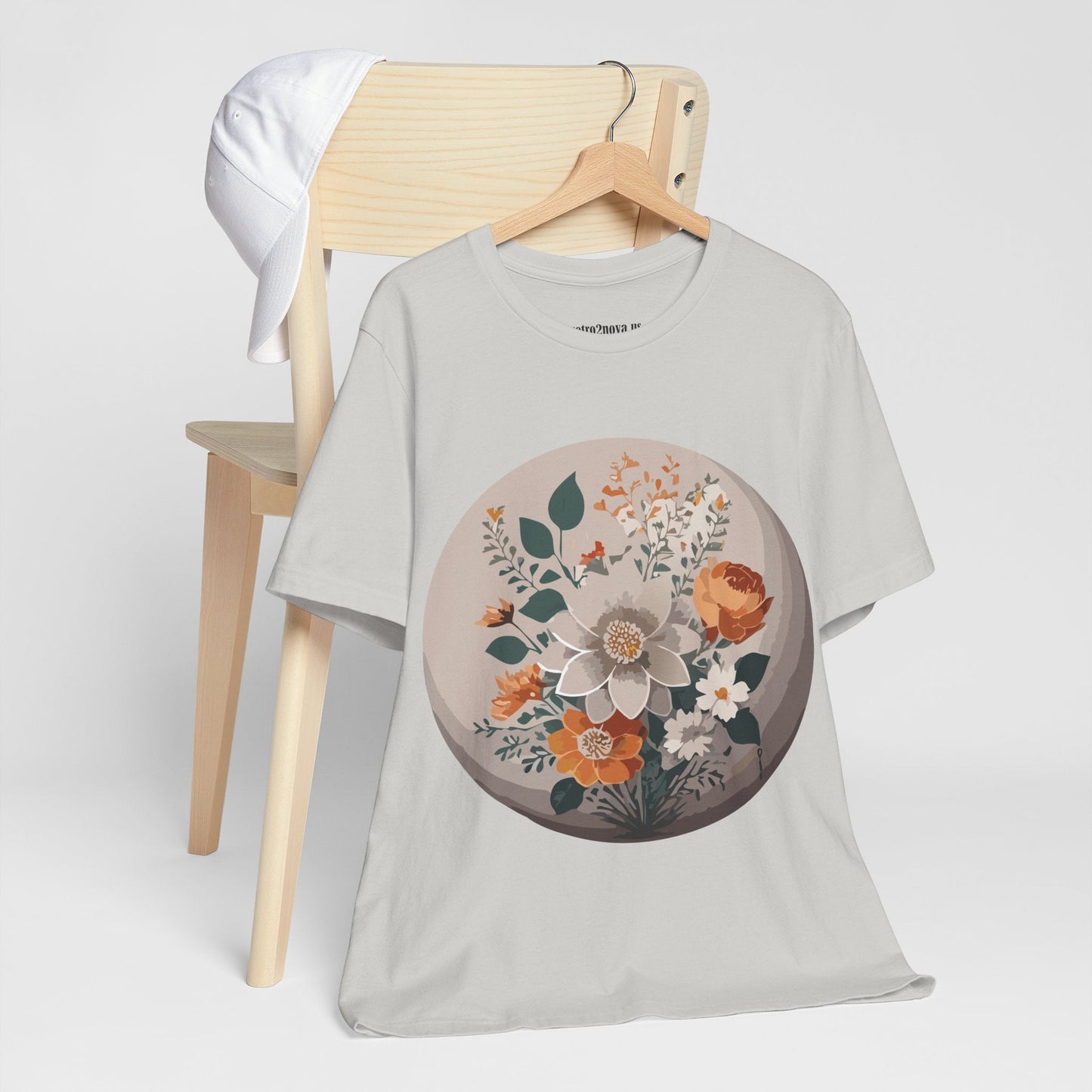 Retro2Nova Floral Shirt Unisex Short Sleeve Tee Lightweight Breathable Cotton Blend Jersey