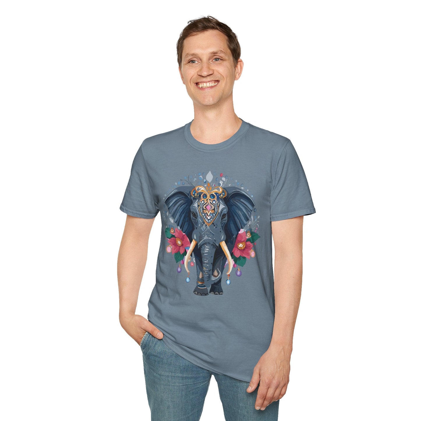 Elephant Graphic T Shirt Unisex Cotton Tee Softstyle Gildan 64000 Elephant Design