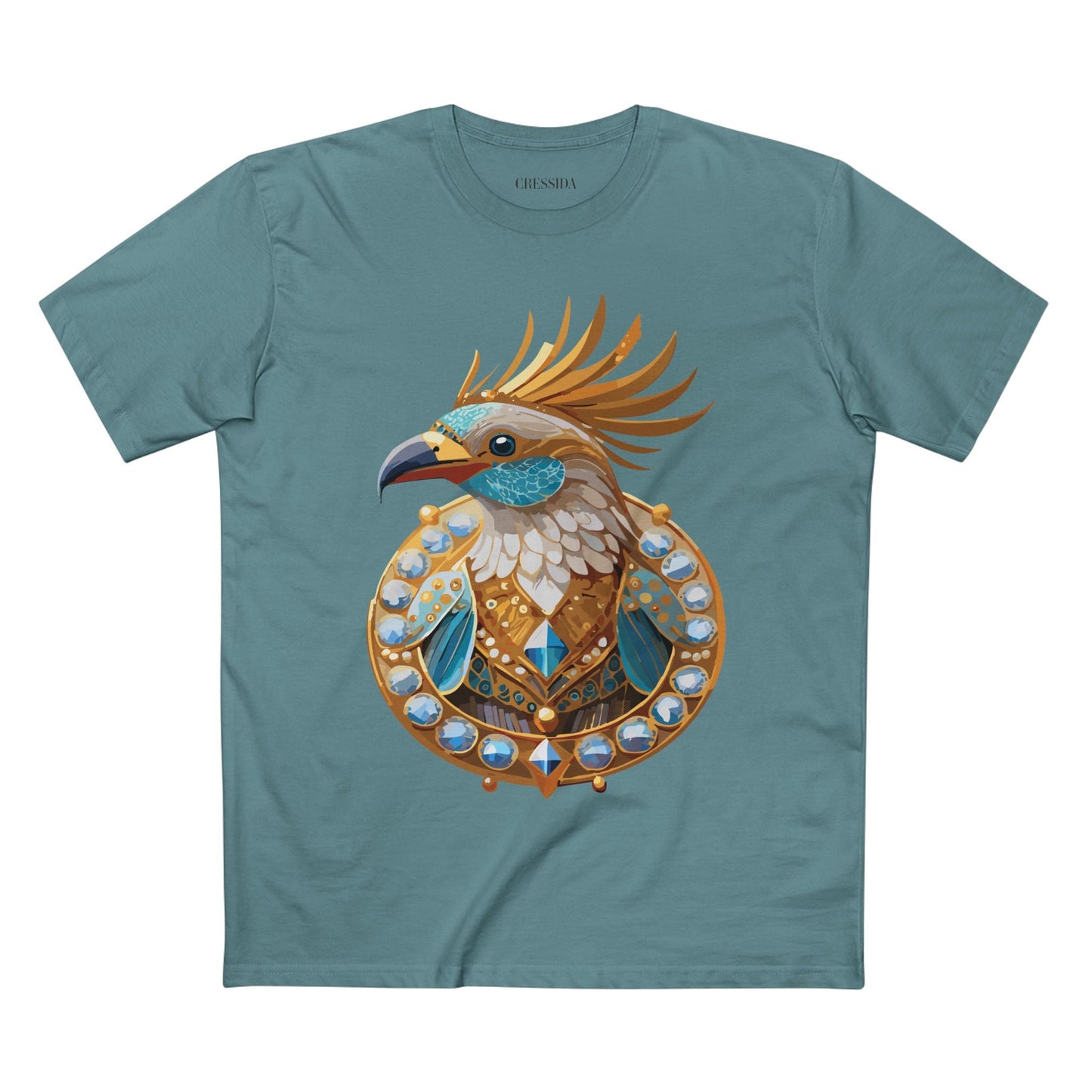 Bird Graphic Unisex 100 Cotton Tee With Unique Animal Golden Medallion Art Design 23