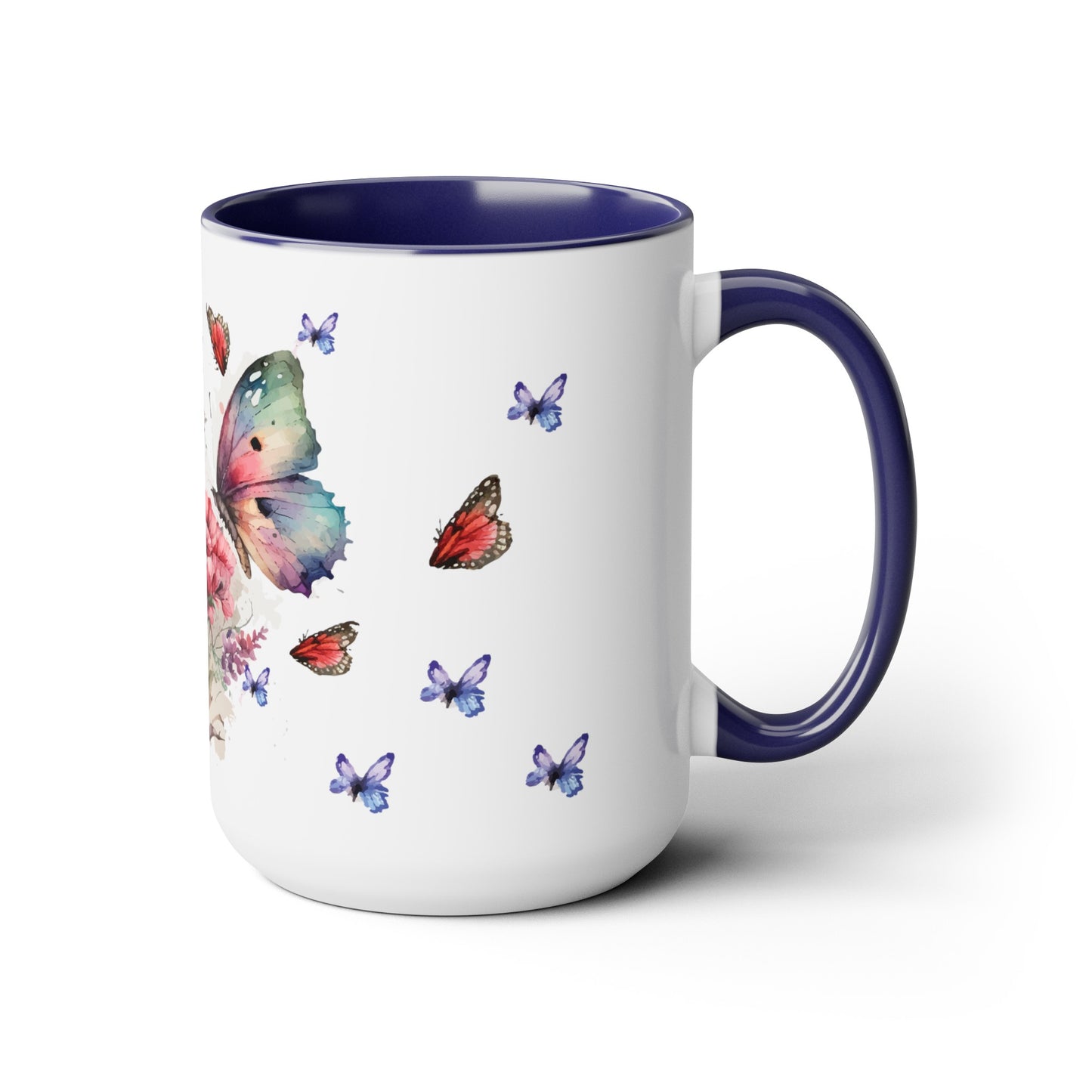 Two-Tone Coffee Mugs with butterfly