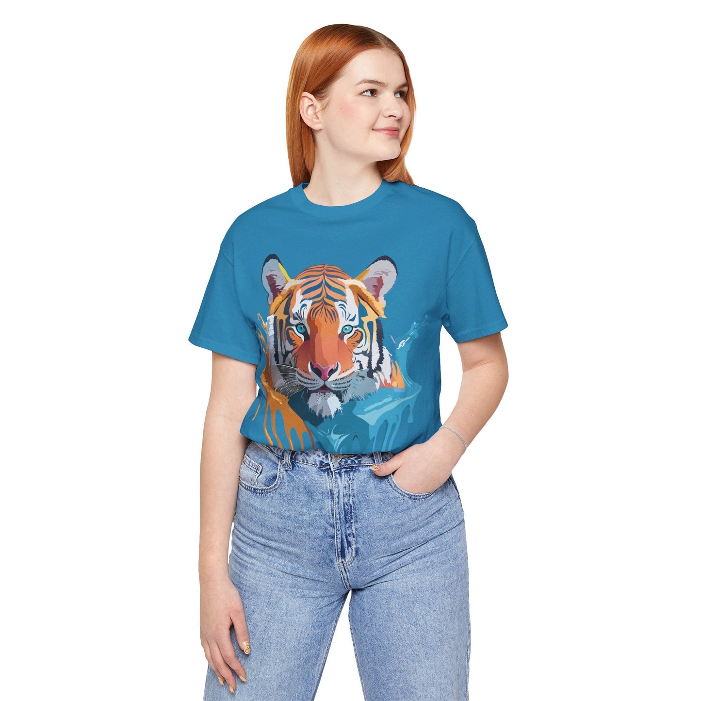 Tiger Graphic Tee Unisex Short Sleeve Shirt Featuring Vintage Inspired Artwork By Adelpha