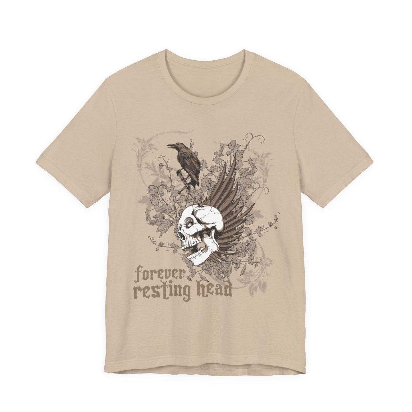 Forever Resting Head Tee, Edgy Graphic Shirt, Music T-Shirt, Gothic Tees, Skull Shirt, Art Design Tee, Skull Graphic Top