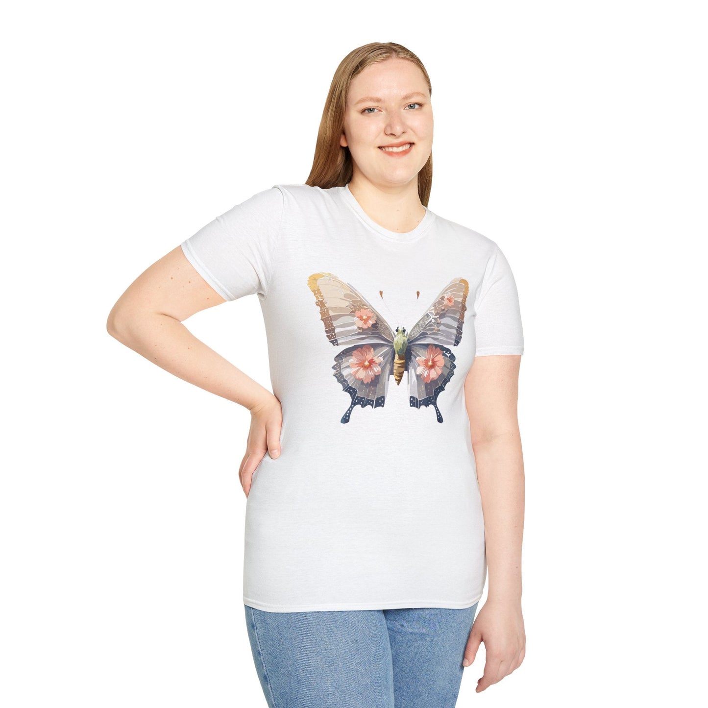 Butterfly T Shirt Unisex Monarch Design Gildan Softstyle 64000 100 Percent Ring Spun Cotton
