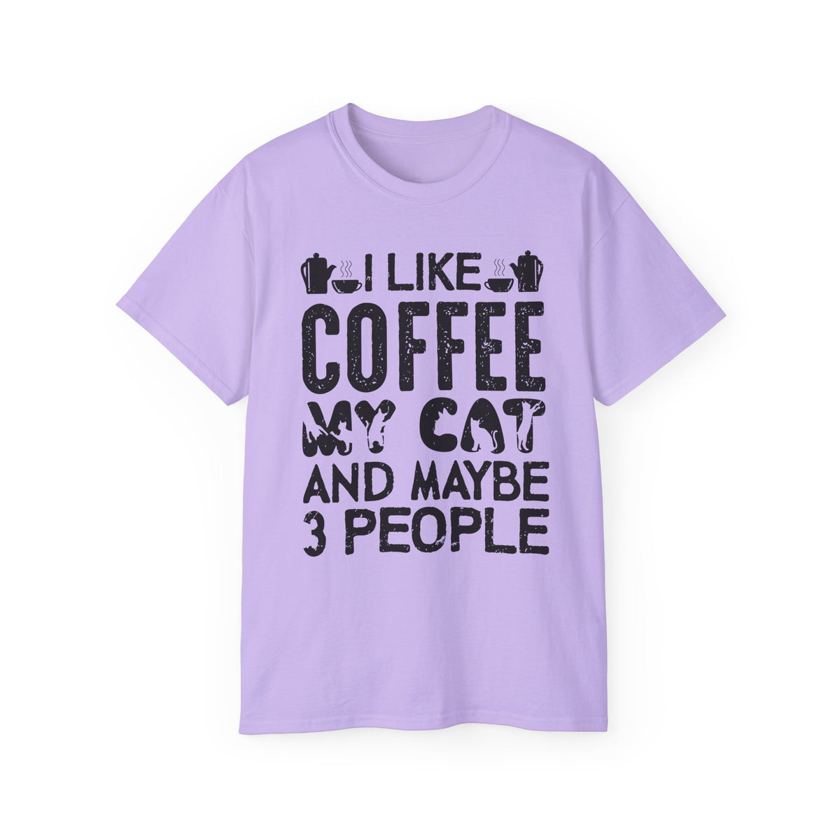 I Like Coffee My Cat And Maybe 3 People T-Shirt | Cat Coffee Humorous Tee