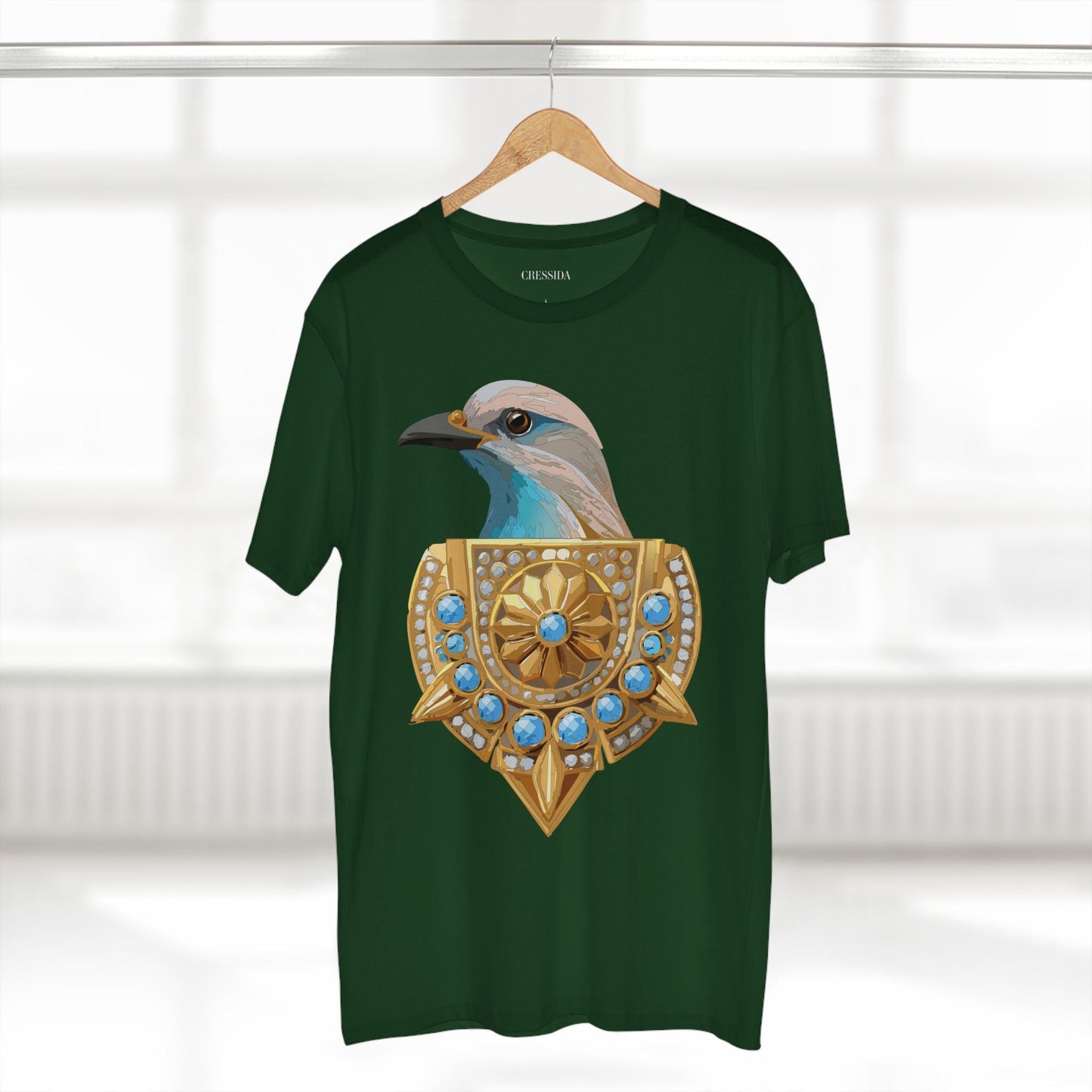 Bird Graphic Unisex 100 Cotton Tee With Unique Animal Golden Medallion Art Design 16