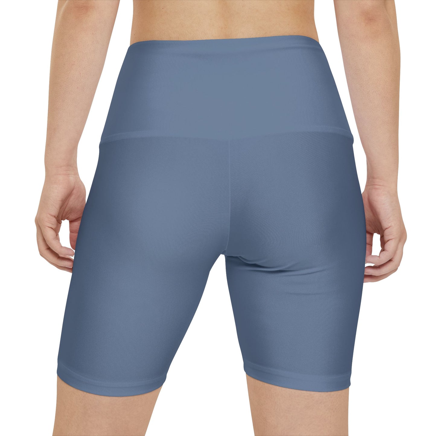 Ash Blue Women's Workout Shorts — Solid High-Waist Biker Shorts for Exercise & Everyday Wear