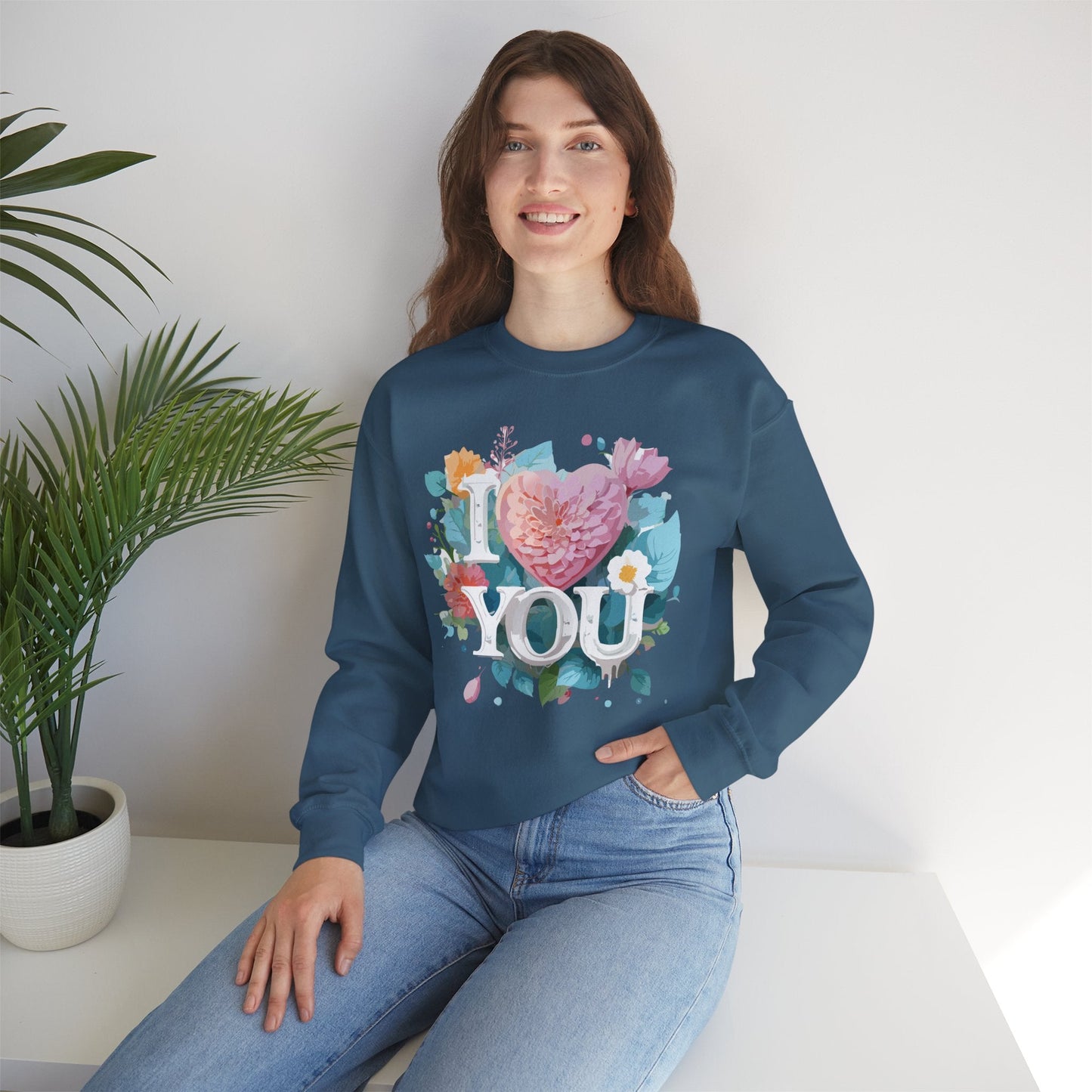 Floral Love Sweatshirt Unisex Valentines Day Gift 50 50 Cotton Polyester Crewneck