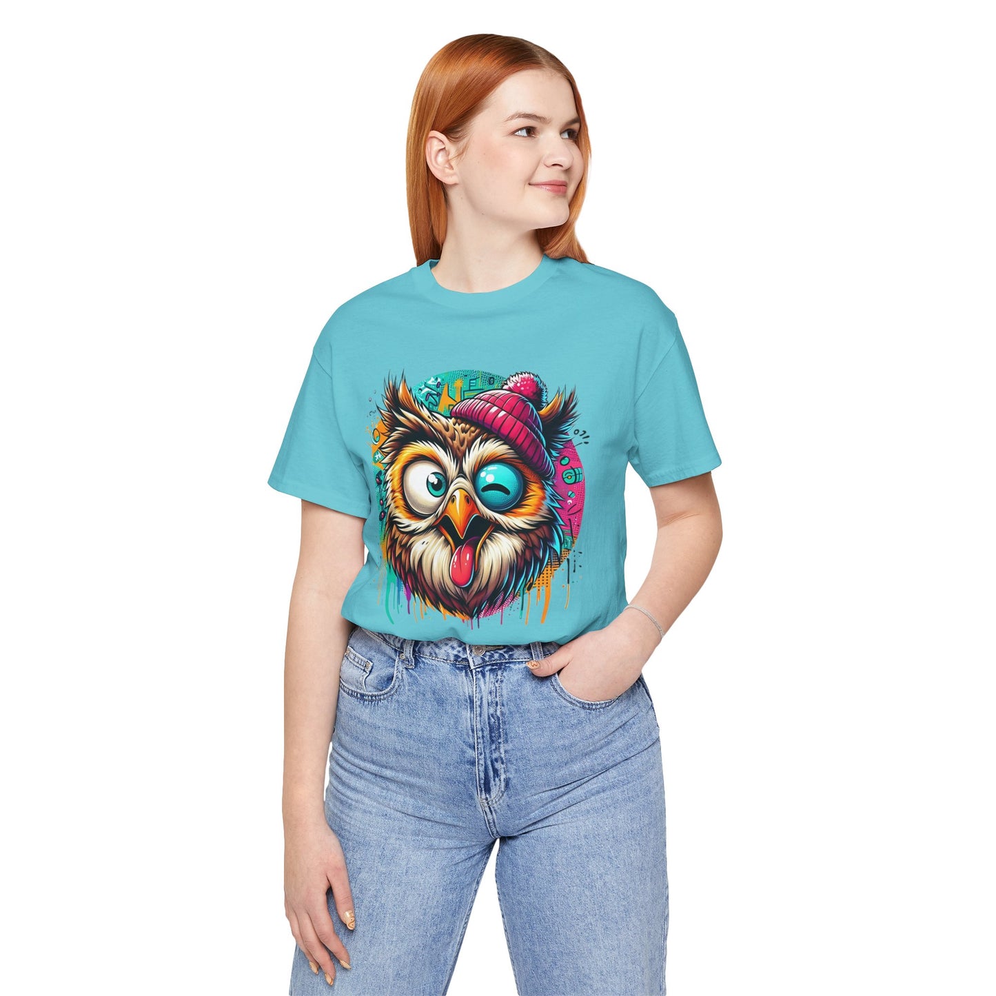 Colorful Owl Graphic Tee, Fun Owl Shirt, Funny Bird Shirt, Cute Cartoon Tees, Animal T-Shirt, Animal Tees, Art Design T-Shirt