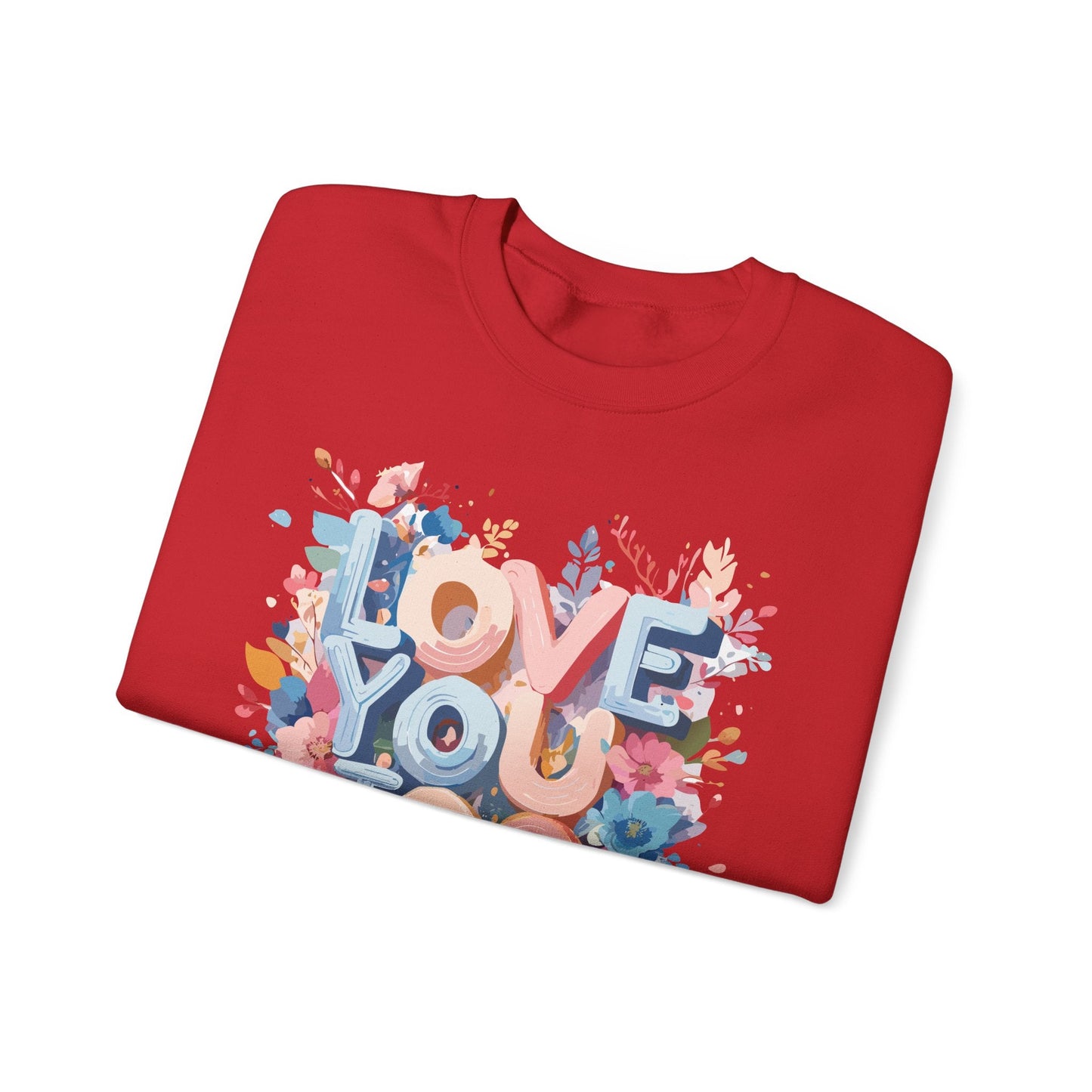 Floral Love Sweatshirt Unisex Valentine Day Crewneck 50 50 Cotton Polyester Cozy Warm Heavy Blend