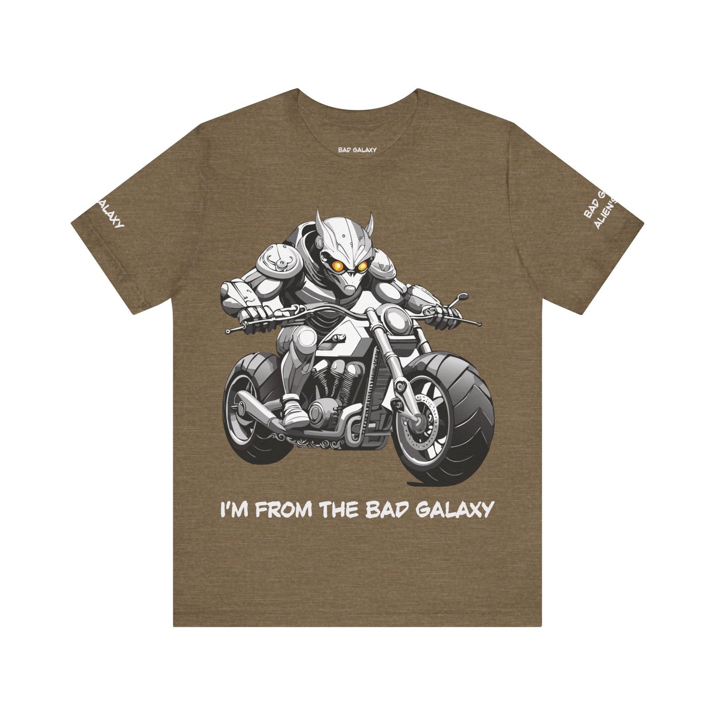 Tee Shirt With Alien From Bad Galaxy 100 Percent Cotton Lightweight Made In USA Eco Friendly Inks