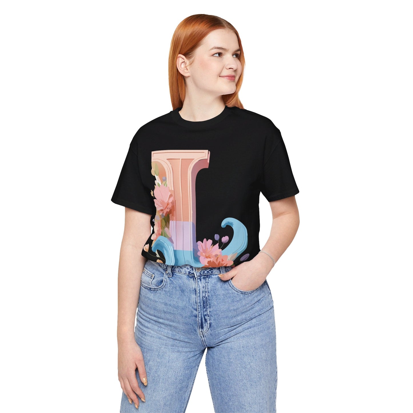 Letter L Shirt Unisex Graphic Tee With Vintage Inspired Artwork By Adelpha Premium Quality