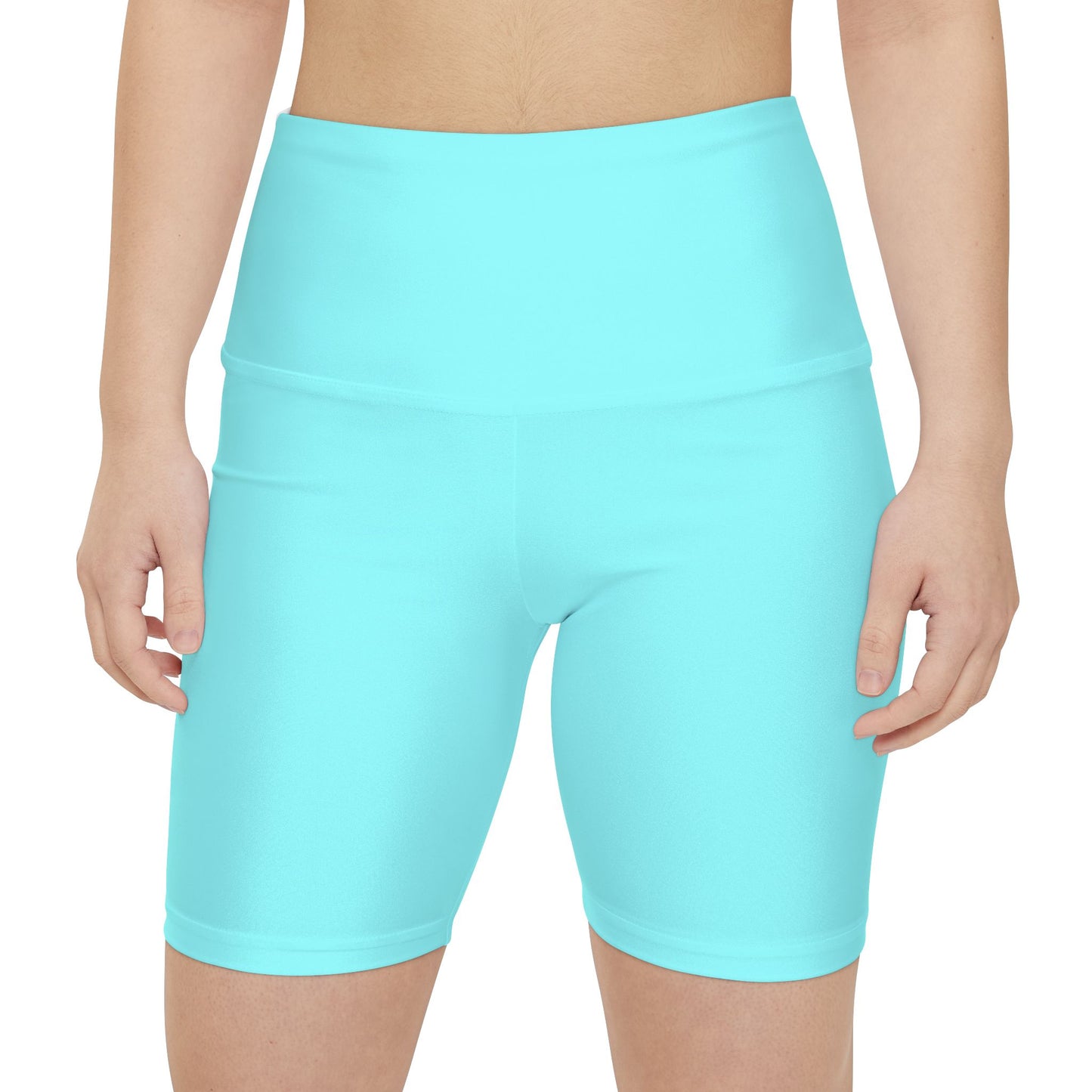 Pale Cyan Women's Workout Shorts — Solid High-Waist Biker Shorts for Exercise & Everyday Wear