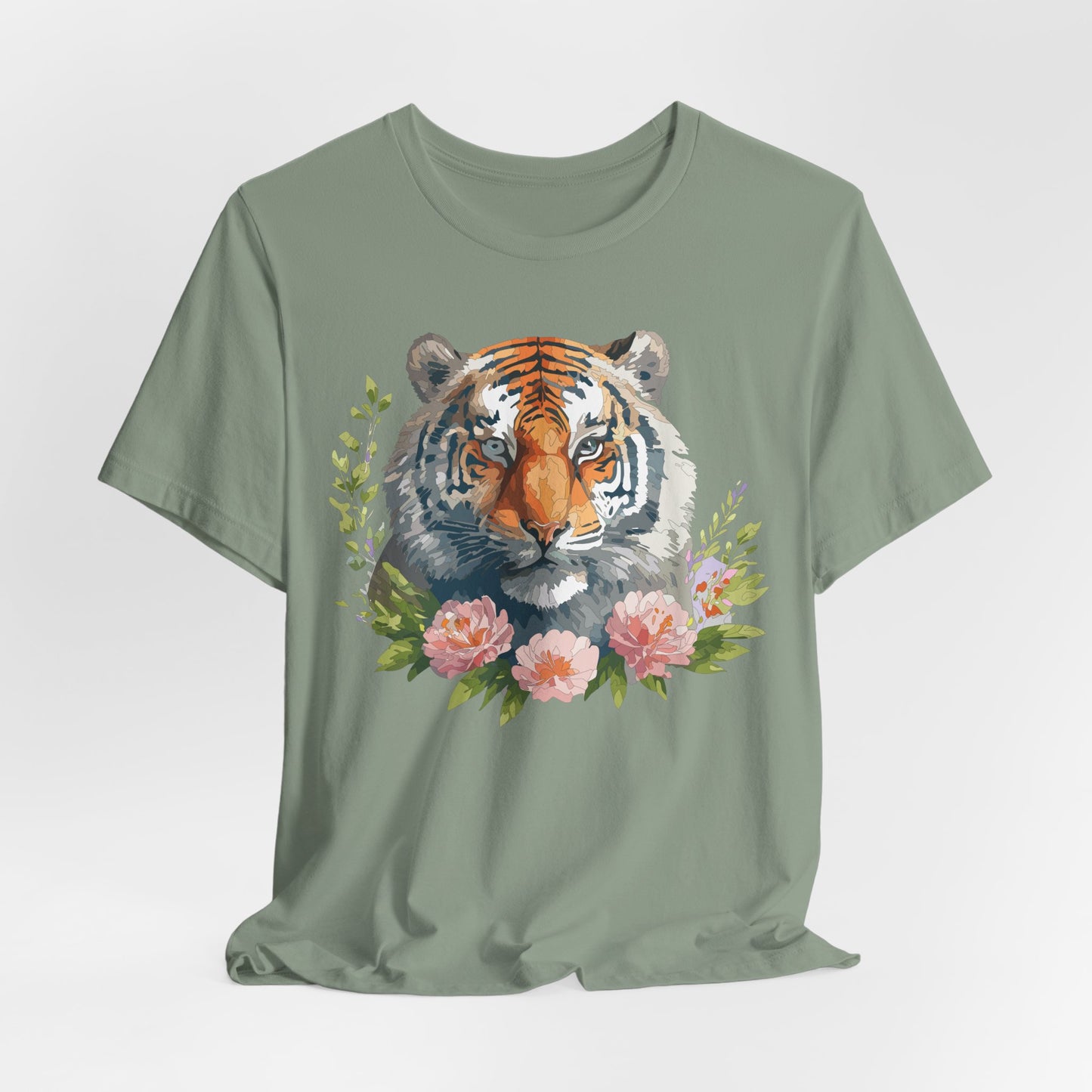 Floral Tiger Shirt, Animal Shirt, Tiger Tee, Unisex Tee, Floral T-shirt, T-Shirt with Animal