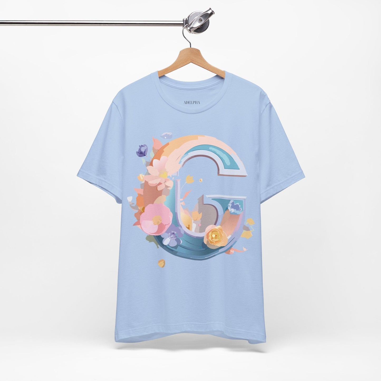 Letter G Graphic Tee Unisex Short Sleeve T Shirt by Adelpha Vintage Inspired Artwork