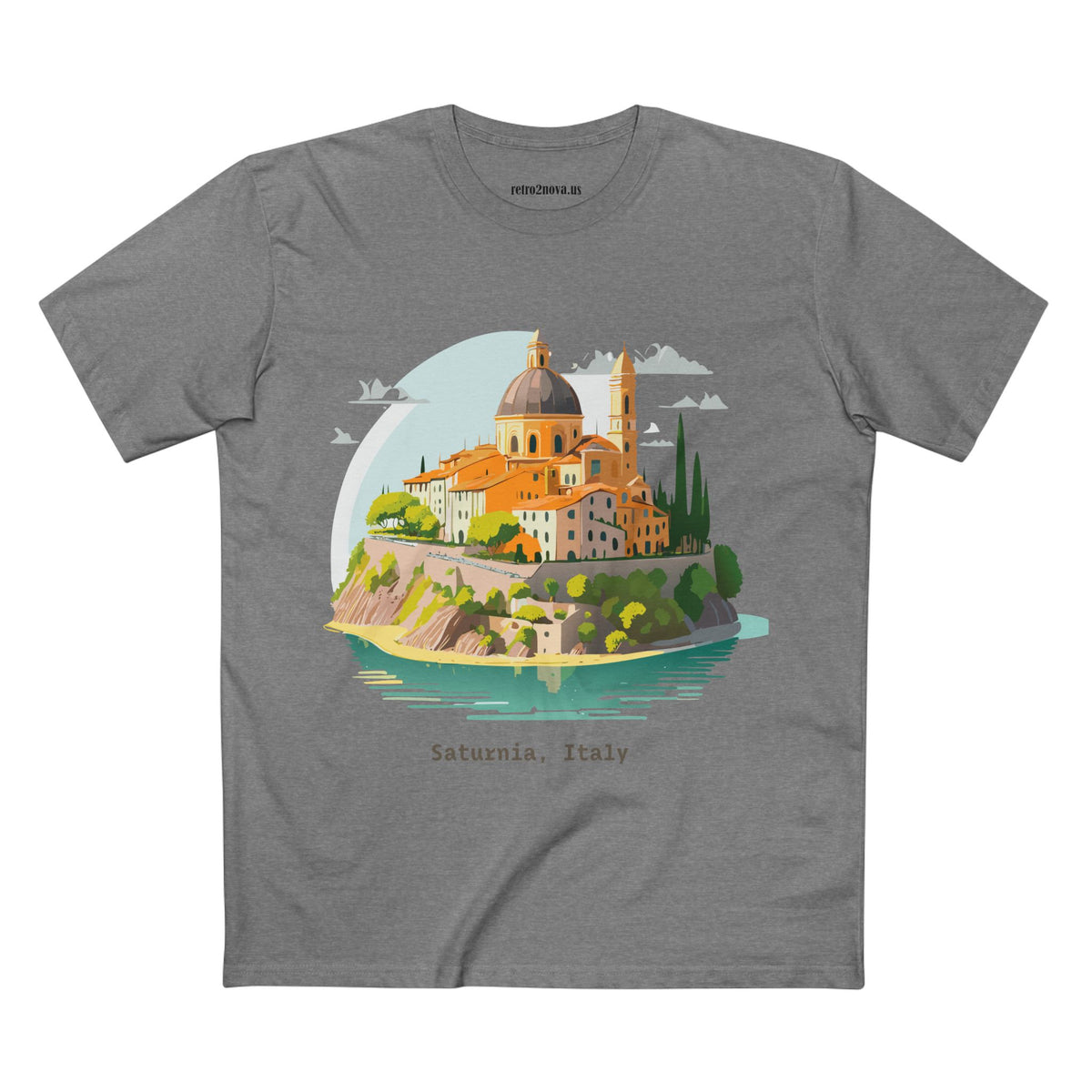 Saturnia Italy townscape T-Shirt | Travel illustration tee, Italian village