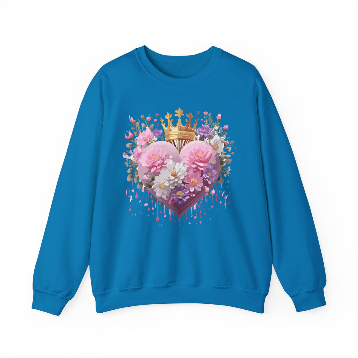 Floral Heart Love Graphic Valentine's Day Sweatshirt Unisex 50/50 Cotton-Poly Sweatshirt w20
