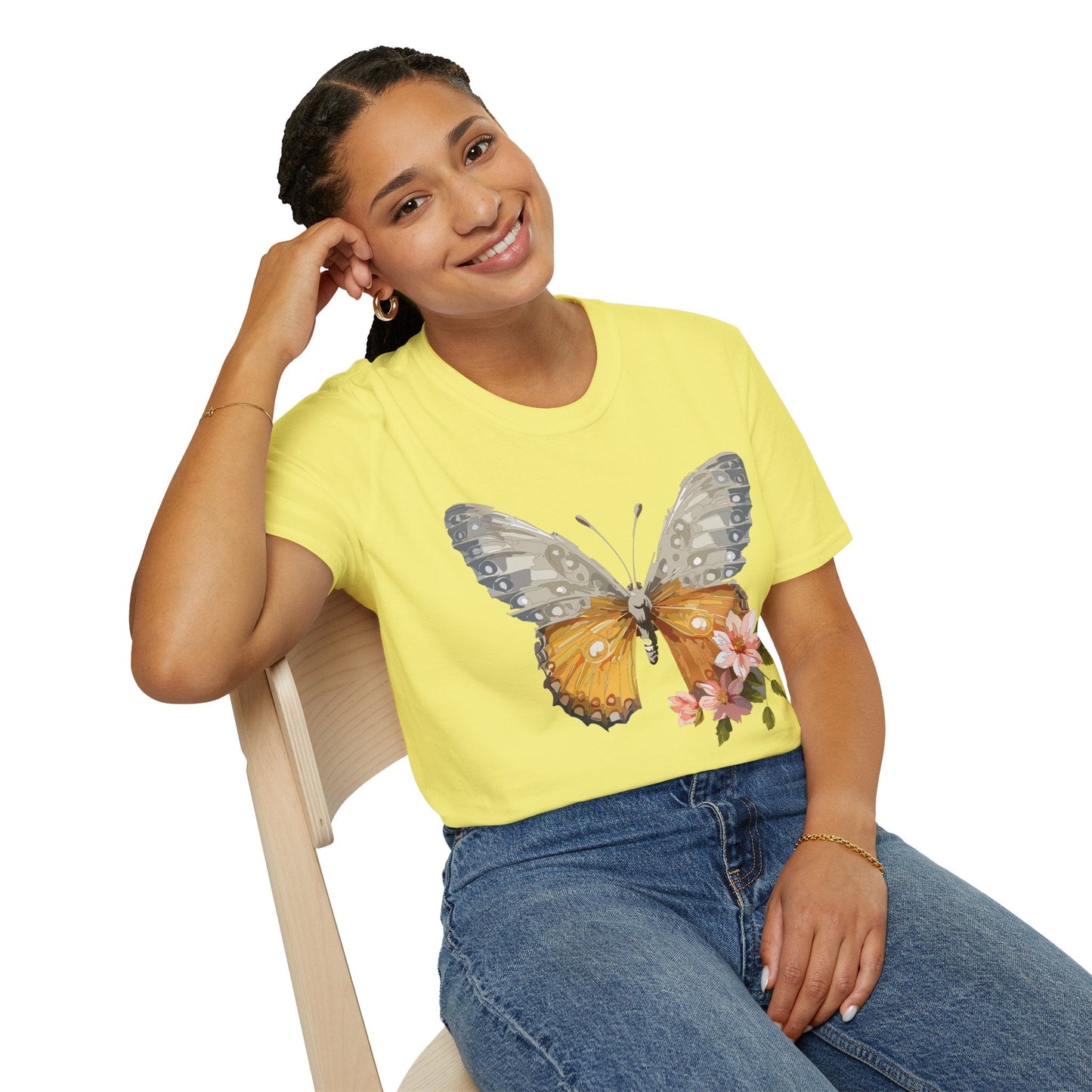 Unisex Butterfly T Shirt Monarch Print Softstyle Cotton Tee Gildan 64000 Lightweight Comfort