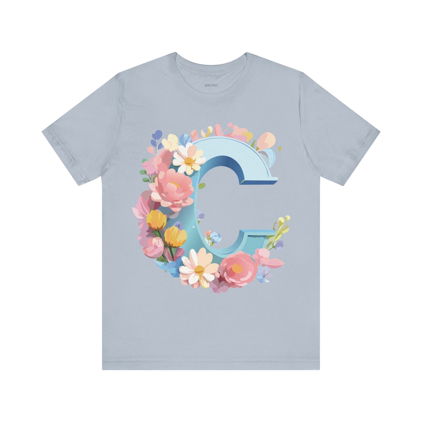 Letter C Shirt Graphic Tee Unisex Short Sleeve Vintage Art Adelpha Premium Quality