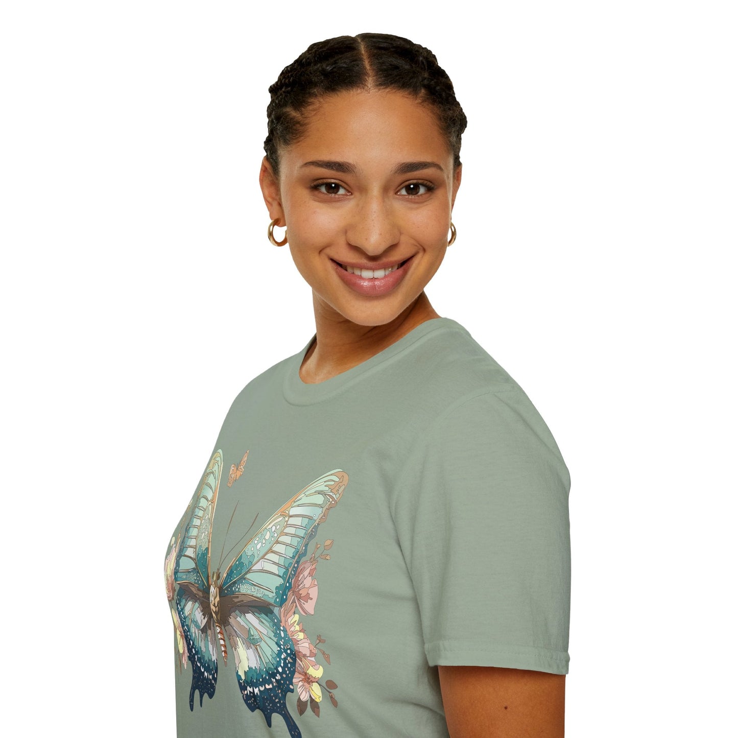 Butterfly Print Unisex T Shirt Monarch Design Softstyle 64000 Gildan Cotton Tee Quality