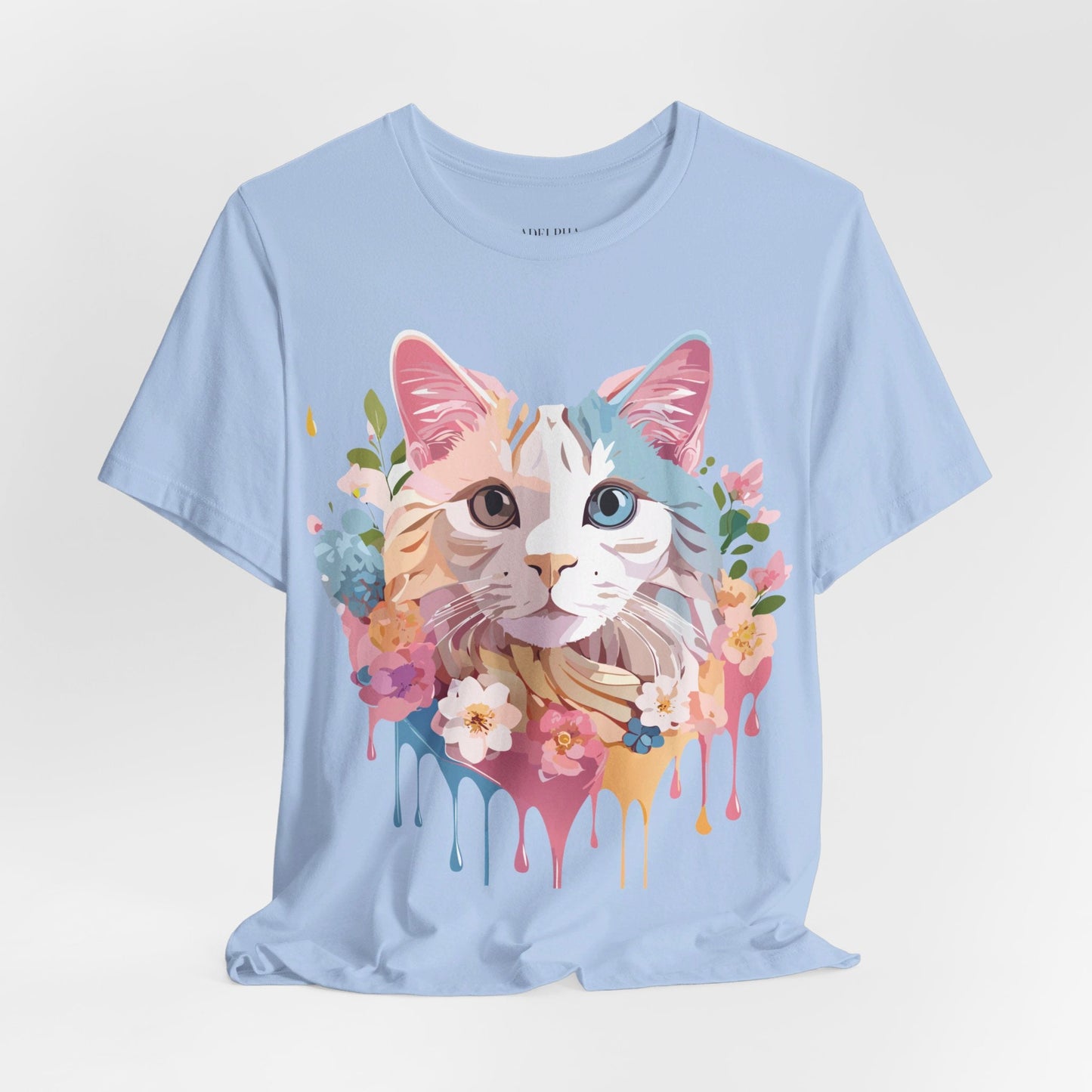 Cat Graphic Tee Unisex Short Sleeve Shirt With Adelpha Artwork