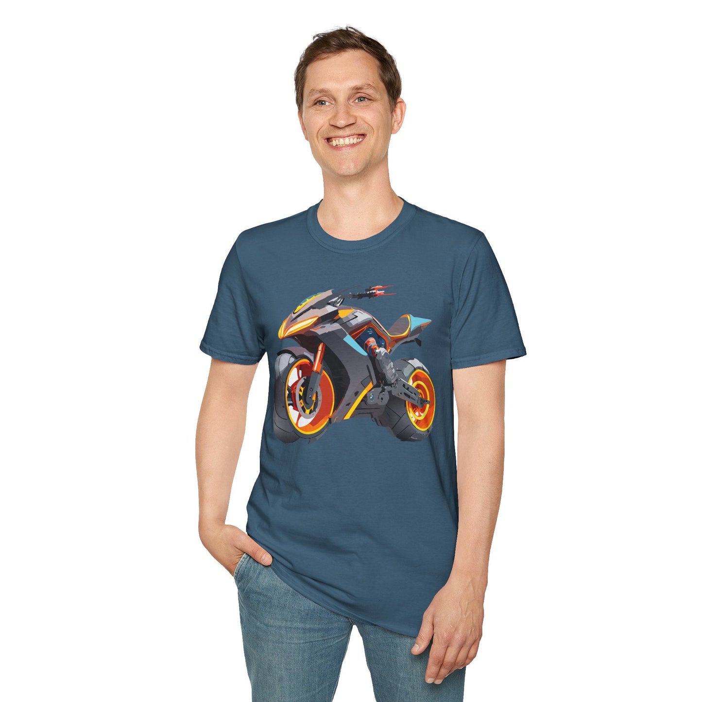 Unisex Bike T Shirt With Motorcycle Graphic MTB Tee Cotton Softstyle Comfort For Riders