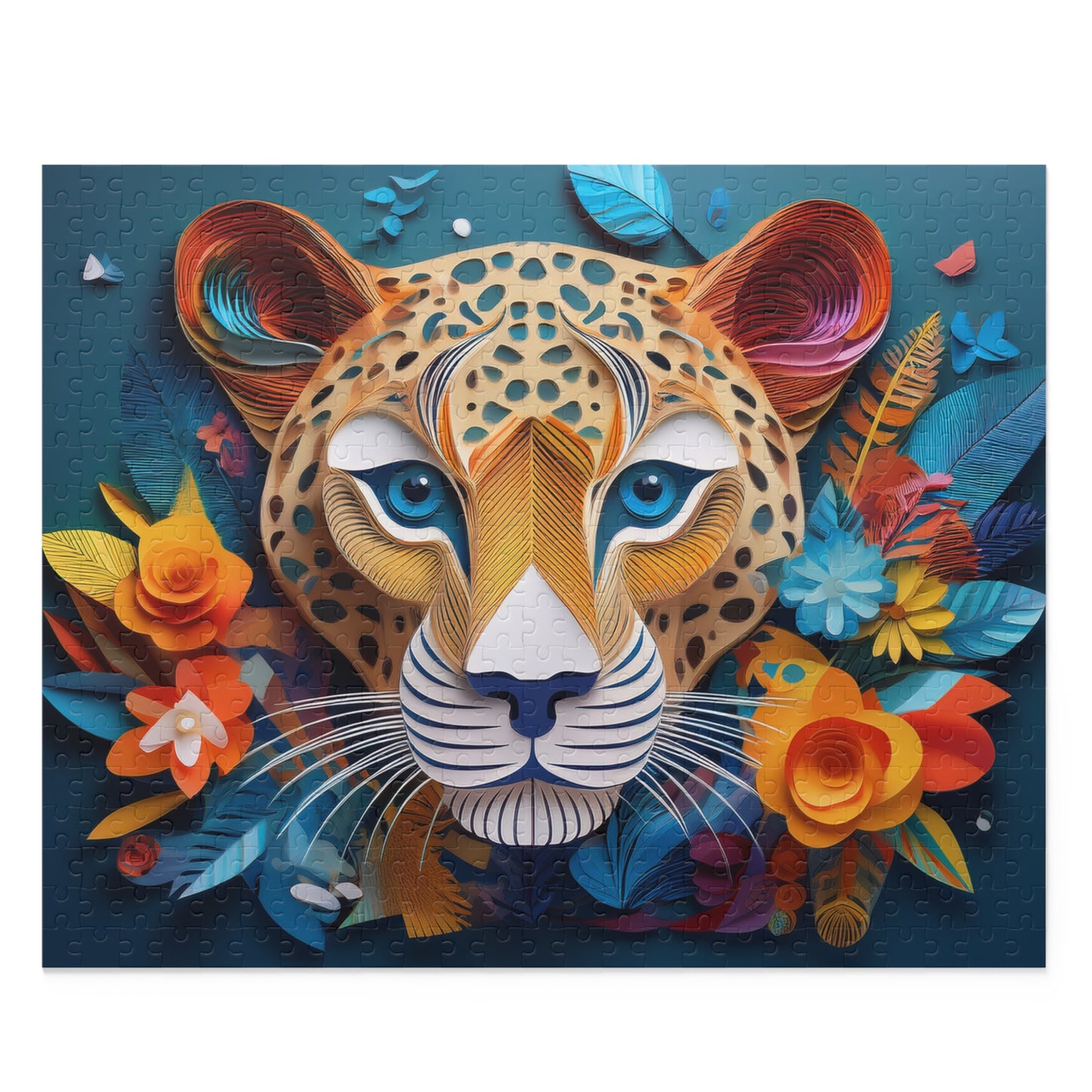 Colorful Leopard Face Puzzle 500-Piece  Floral Leopard Puzzle 500-Piece Ages 9+