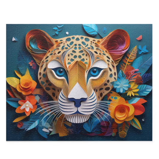 Colorful Leopard Face Puzzle 500-Piece  Floral Leopard Puzzle 500-Piece Ages 9+