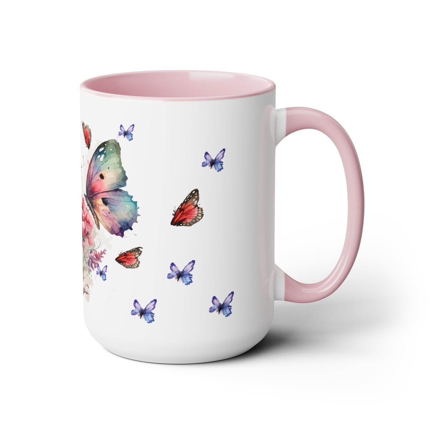 Two-Tone Coffee Mugs with butterfly