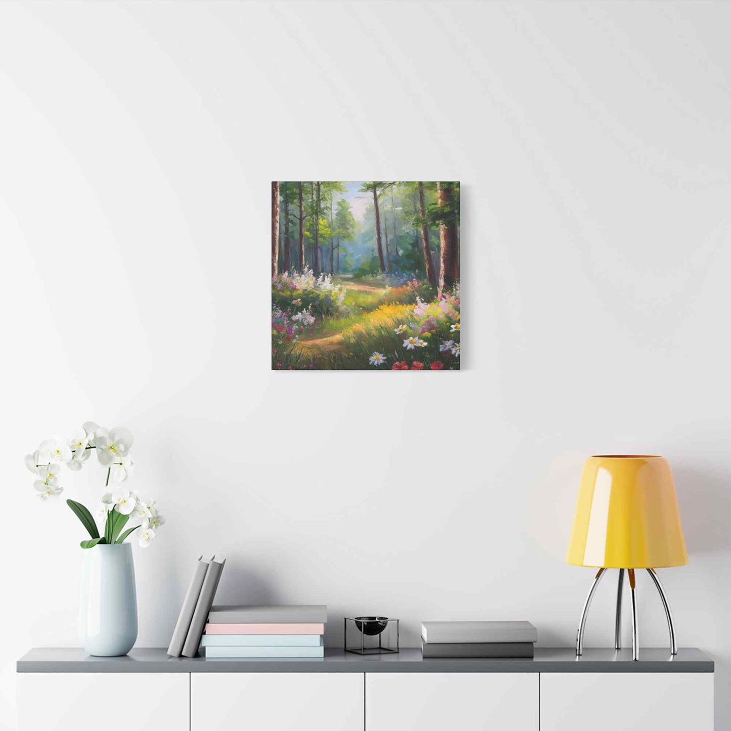 Summer Forest Print Canvas, Oil Paint Print 20x20, 24x24, 30x30, 32x32, 36x36 Art Design Print Pine-Wood Inner Frame MC-91