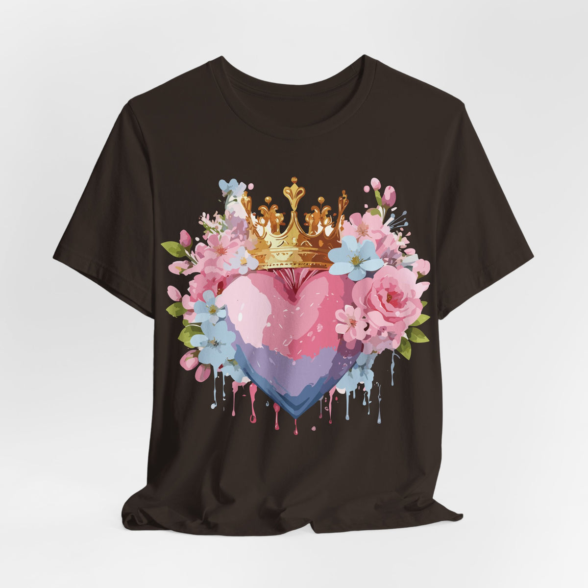 Valentine's Day Graphic Unisex Cotton Bella+Canvas Tee with Floral Art Design d108