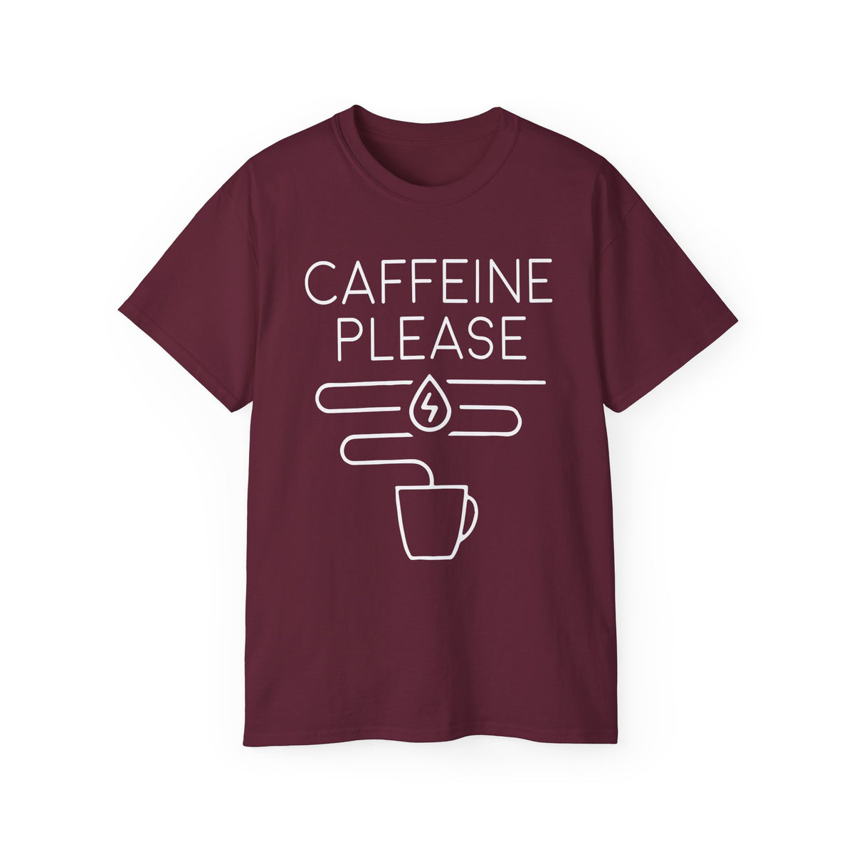 Caffeine Please tee | Coffee Graphic Tee, Minimal Coffee Mug Design