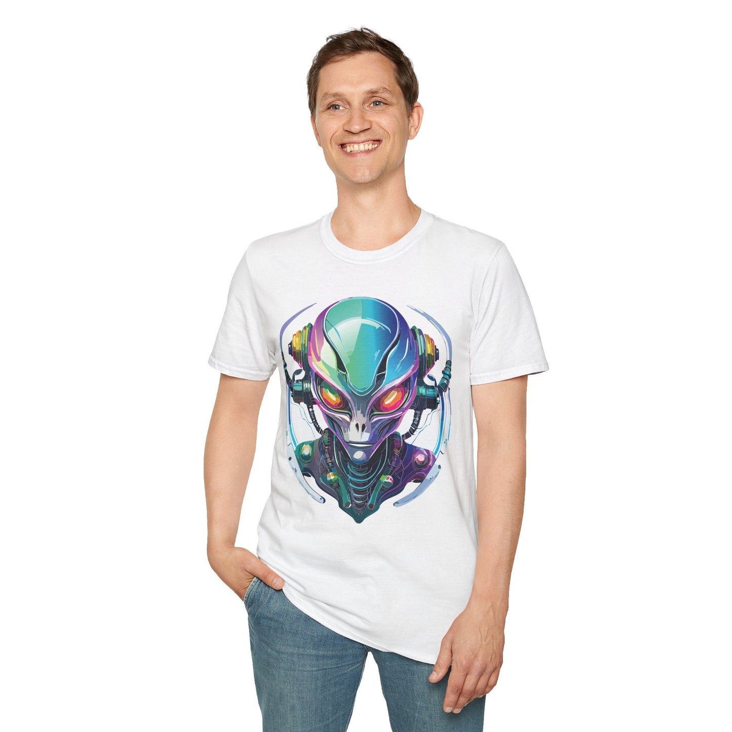 Alien Graphic Unisex Cotton Softstyle UFO Artwork Tee 3
