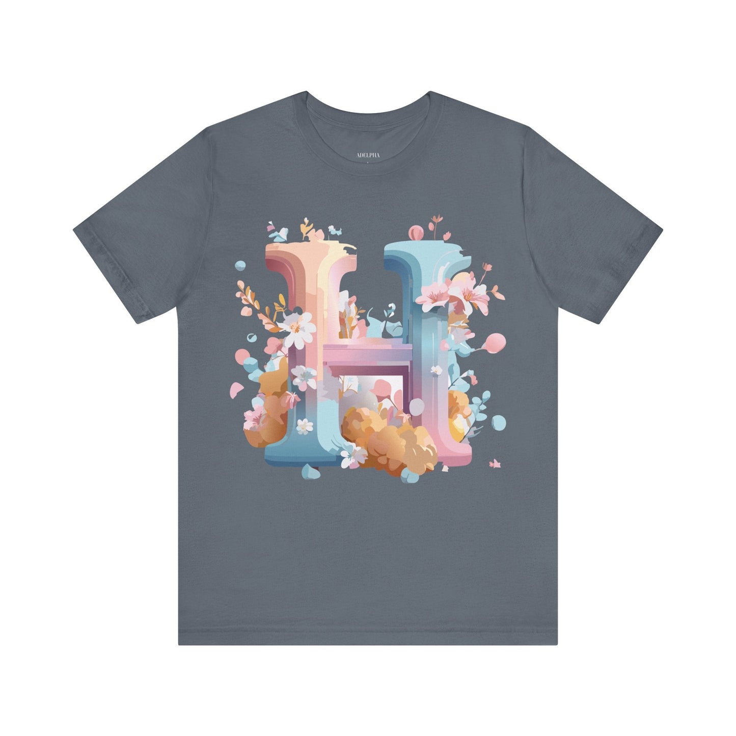 Letter H Shirt Unisex Graphic Tee By Adelpha Vintage Inspired Artwork Short Sleeve