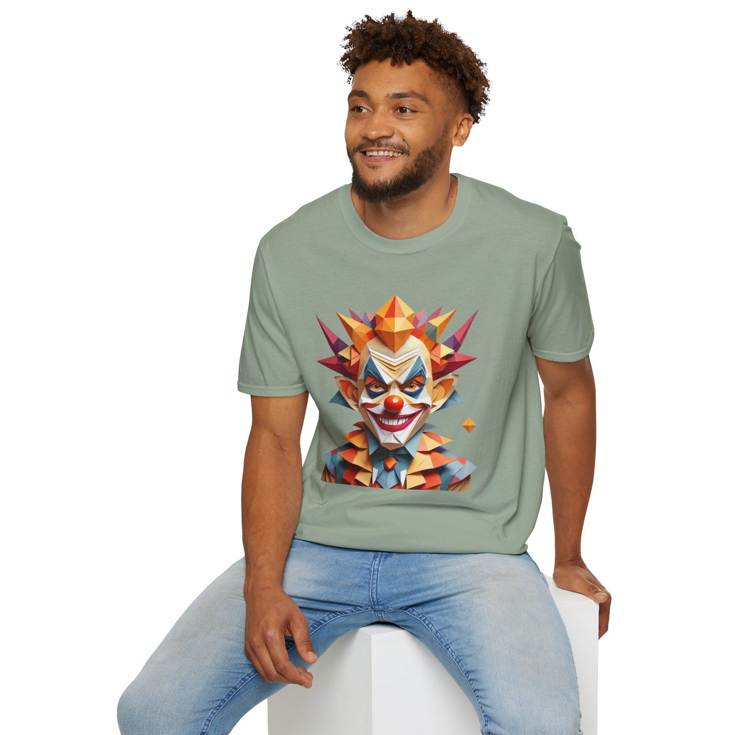 Unisex Clown Shirt With Funny Man Scary Man Circus Theme Tee Gildan Softstyle 64000