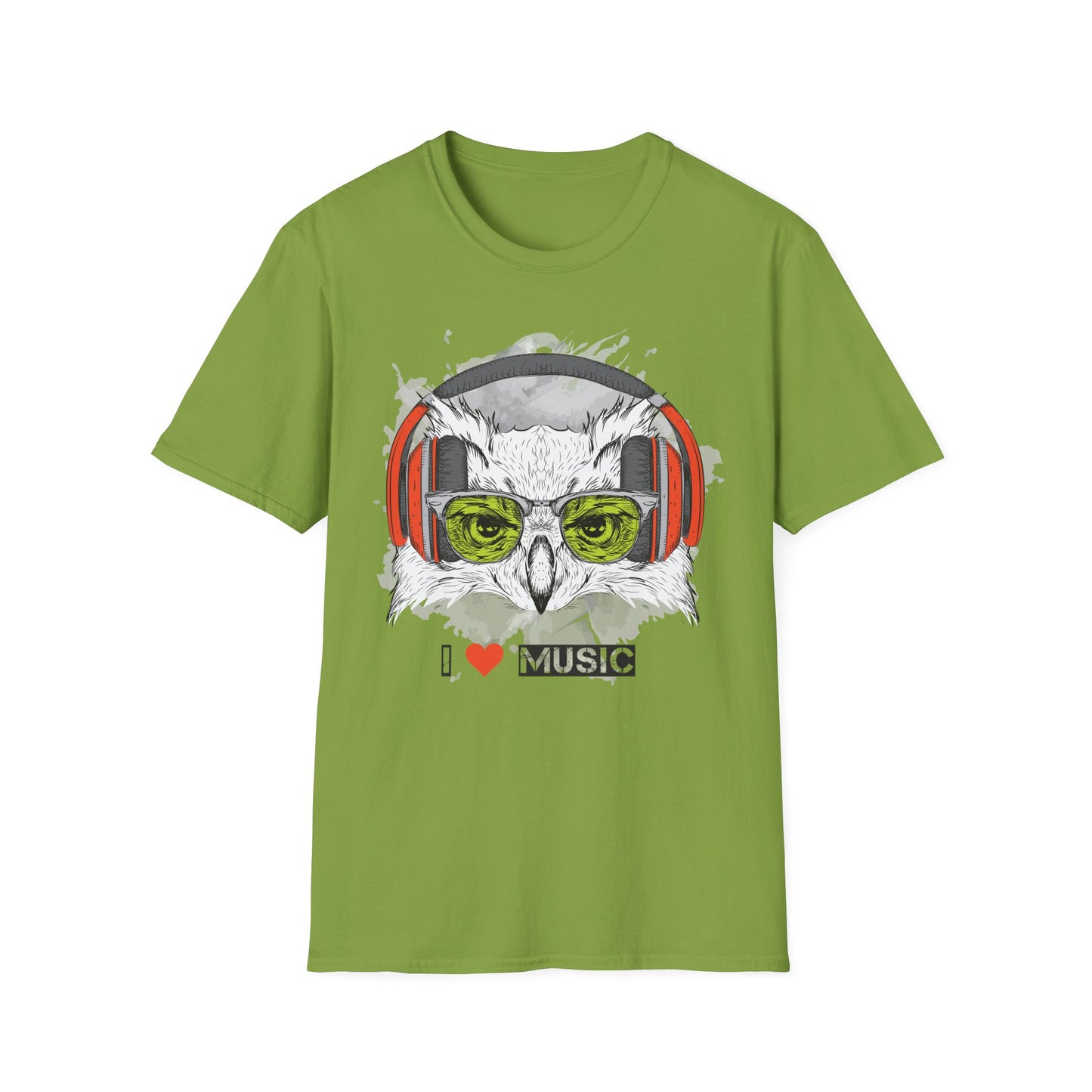 Music Owl T-Shirt Unisex Cotton Short Sleeves I love Music Graphic Tee