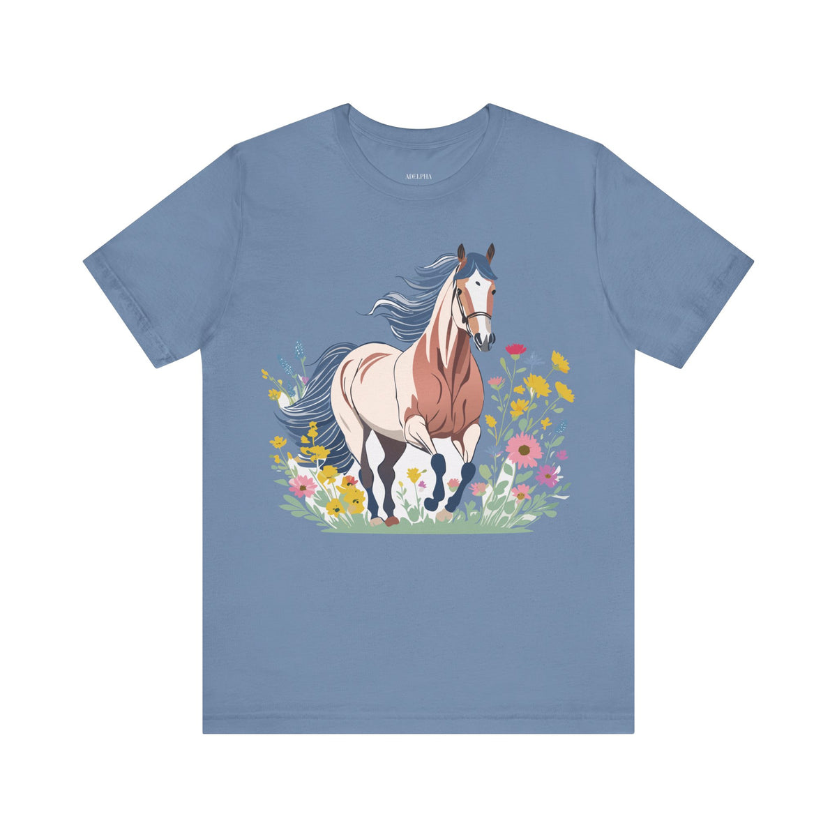 Horse Graphic Unisex Cotton Bella+Canvas Tee with Art Animal Design e32