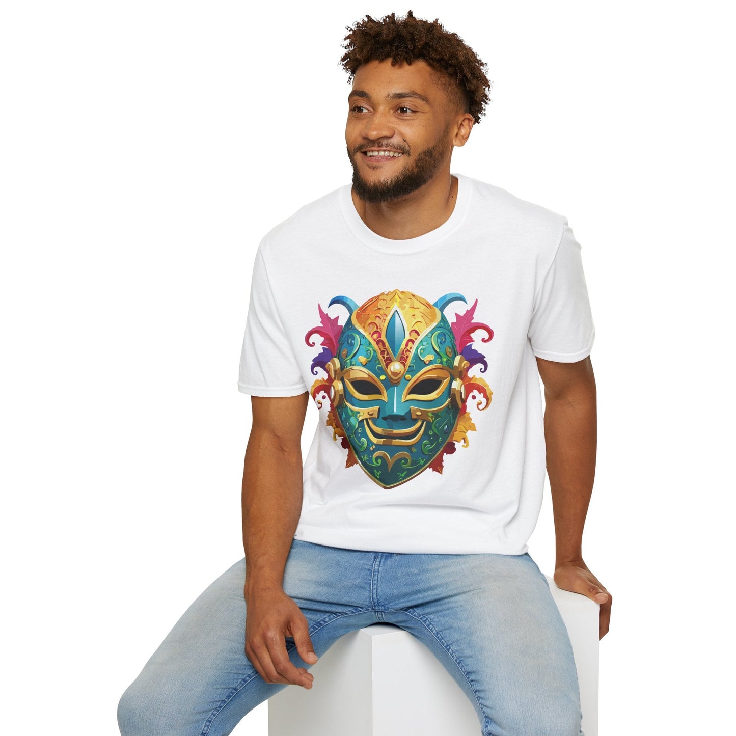 Mask Tee Shirt Unisex Softstyle Gildan 64000 100 Percent Ring Spun Cotton Comfortable Masquerade Tee