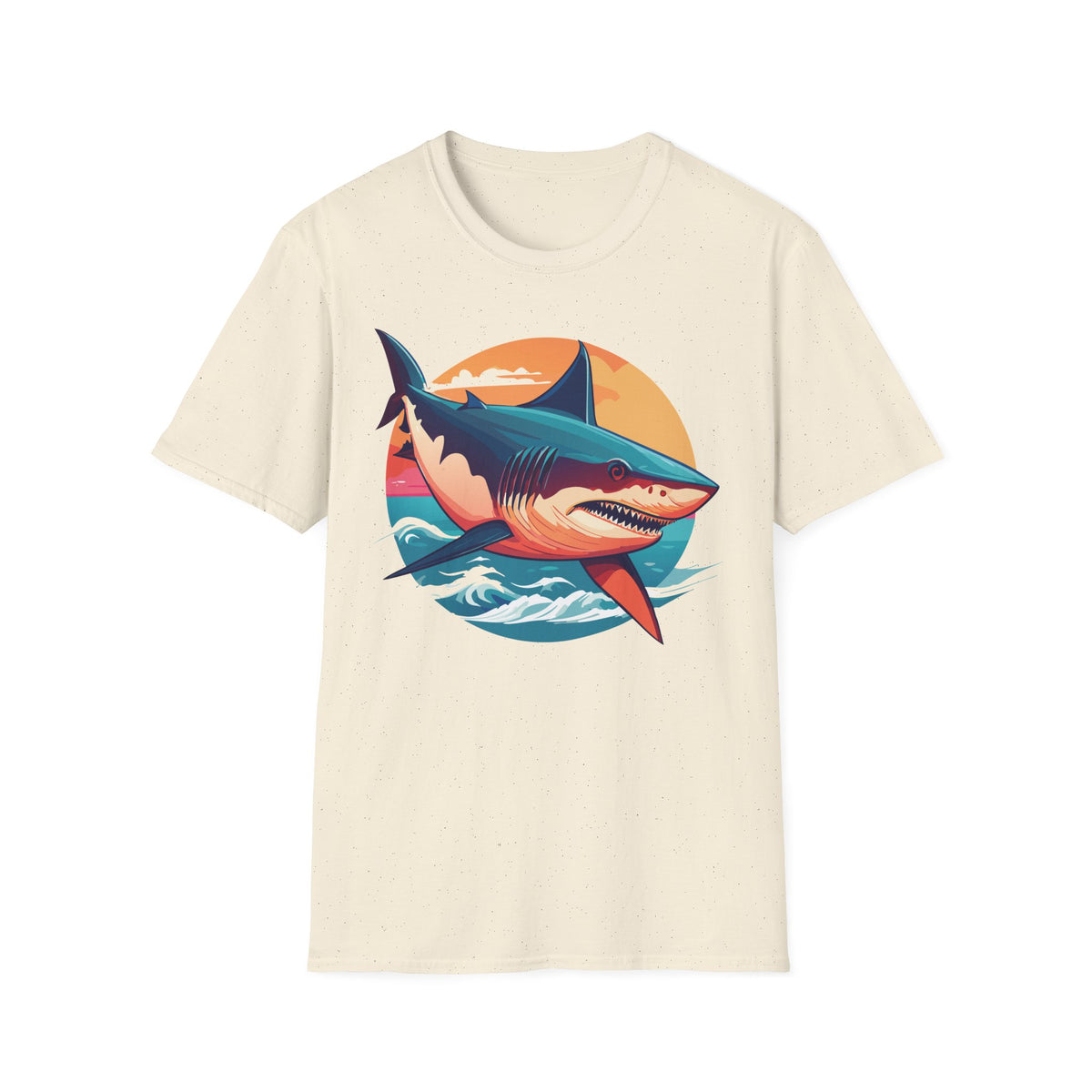 Retro Shark Sunset T-Shirt | Ocean Waves | Coastal Beach Tee