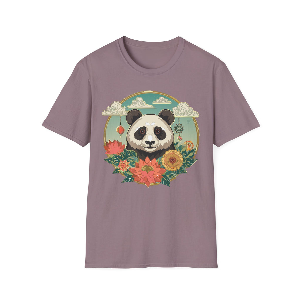 Panda Portrait T-Shirt | Floral Asian-Inspired Illustration