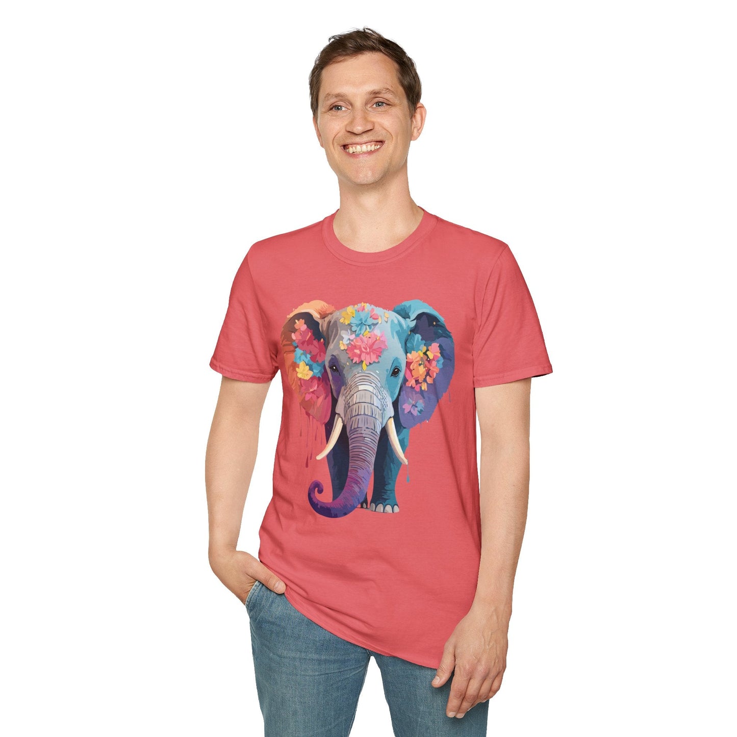 Unisex Elephant T Shirt Gildan SoftStyle 64000 100 Percent Ring Spun Cotton Tee Shirt