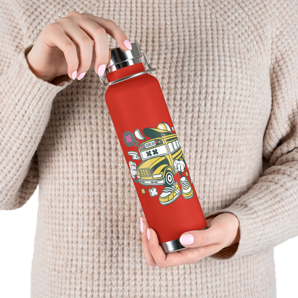 22oz Copper Insulated Water Bottle with Cartoon Design - CV34