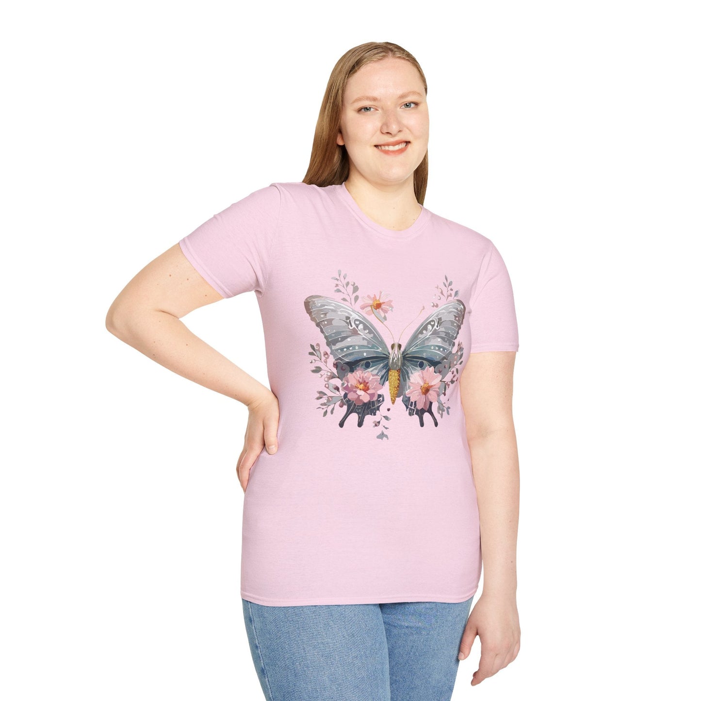 Butterfly Themed Unisex T Shirt Softstyle Monarch Gildan 64000 Ring Spun Cotton Tee