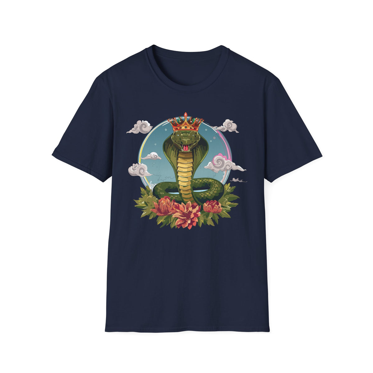 Crowned King Cobra T-Shirt | Snake Illustration, Regal Reptile Art