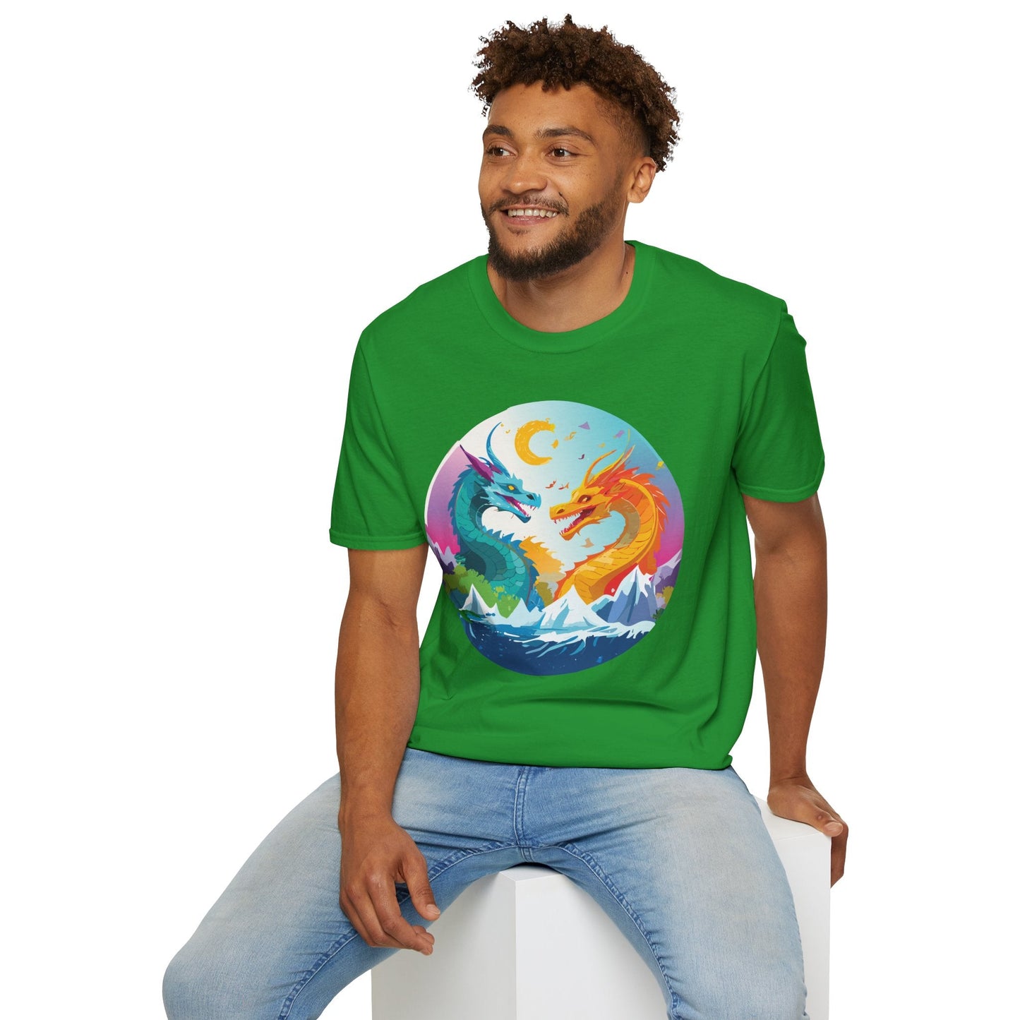 Dragon T Shirt Unisex Gildan Softstyle 64000 Tee Dragon Artwork Animal Print Shirt